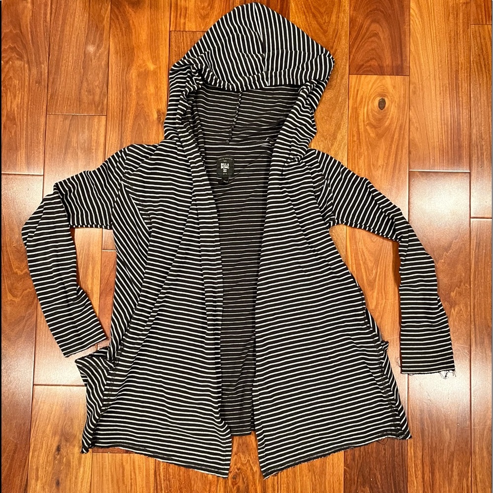 Billabong Grey and White Striped Cardigan